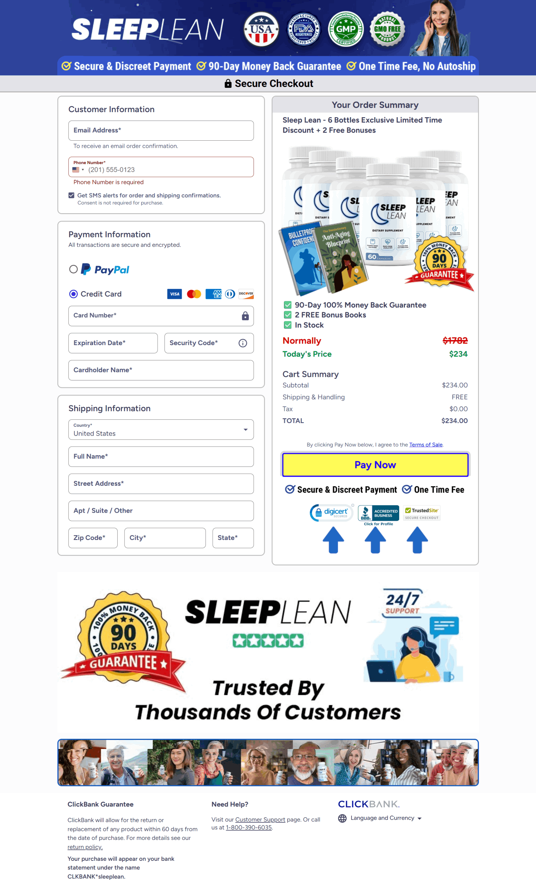 Sleep Lean - Checkout Page